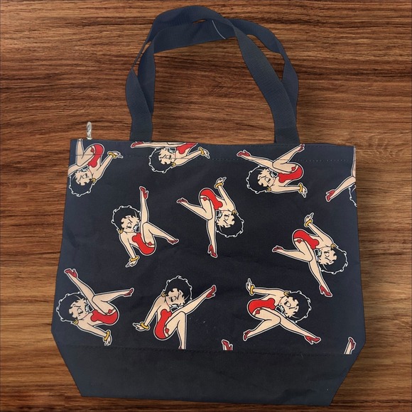 Betty Boop Tote Bag & Coin Purse Set Black Novelty Cartoon Character - Picture 2 of 9